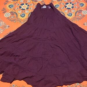 Cotton Flower Purple 100% Cotton Flutter Midi Skirt - Cottagecore